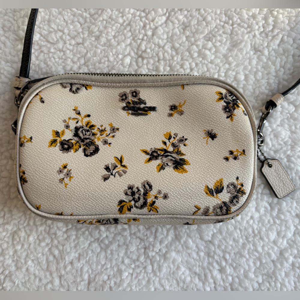 Coach Floral Crossbody Bag with Prairie Print in chalk with gunmetal hardware